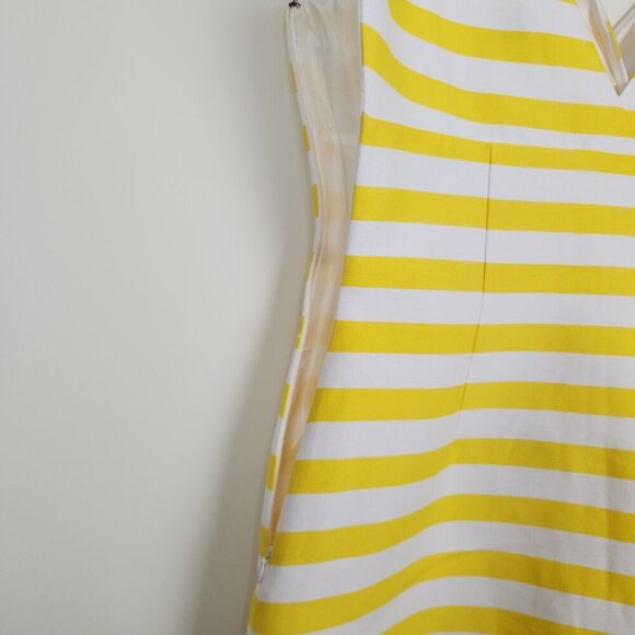 Kate Spade Size 14 Cotton Silk Yellow White Striped Bow Silverscreen Dress - Picture 4 of 8